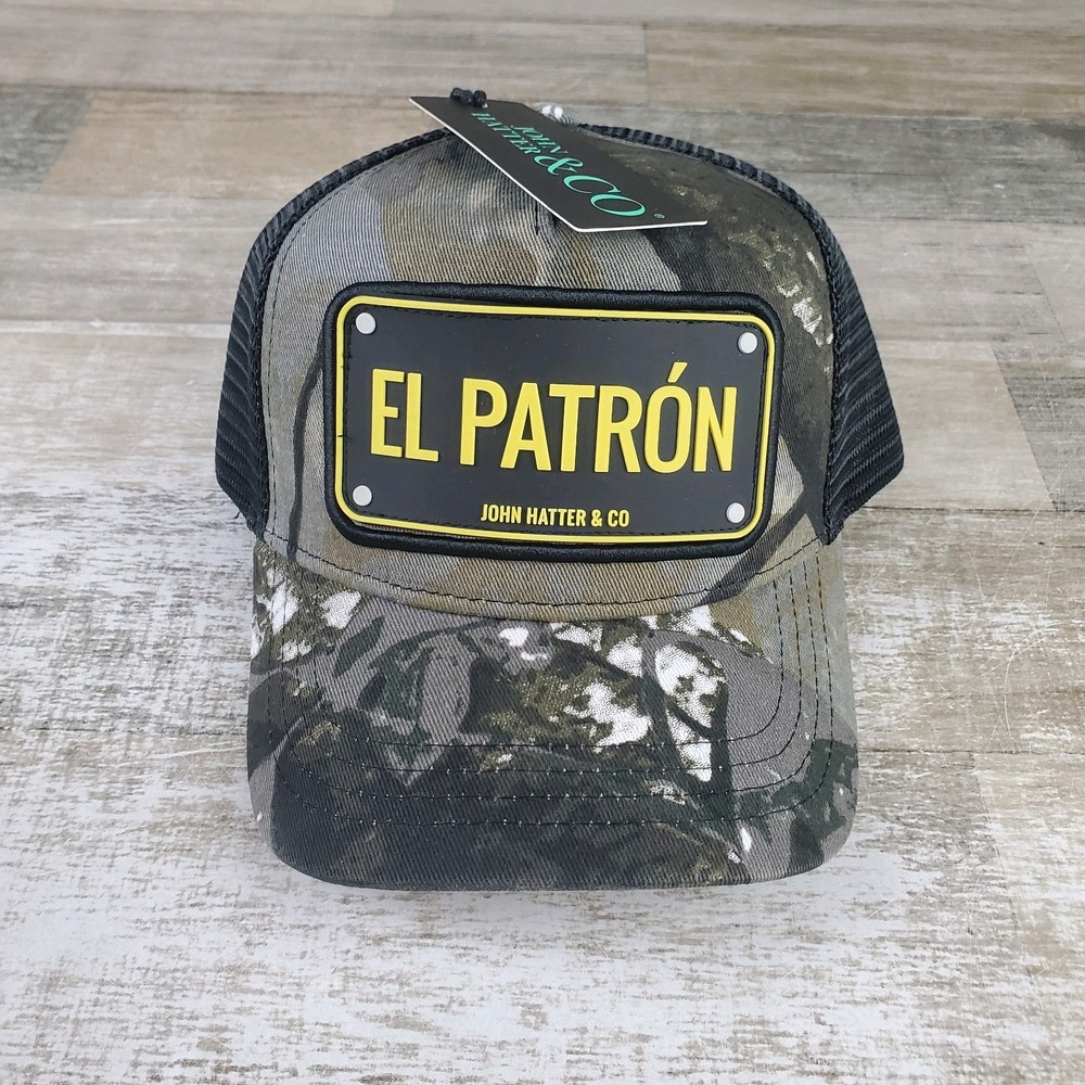 John Hatter & Co El‎ Patron Camo Trucker A-Frame Hat Cap Snapback Adjustable